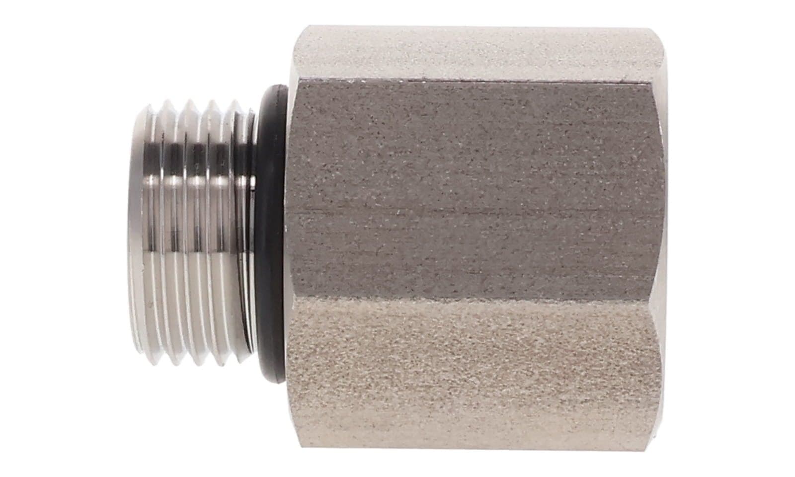 Stainless steel ORB male × ORB female reducer / expander, 316L, side view