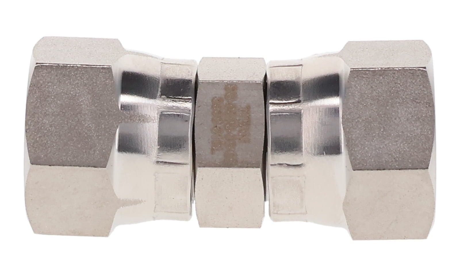 Stainless steel JIC 37° female swivel union, 316L, side view