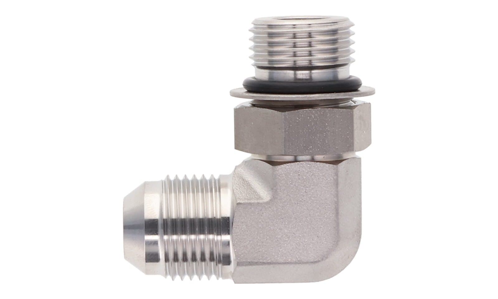Stainless steel JIC 37° male × ORB male adjustable 90° elbow, 316L, top view