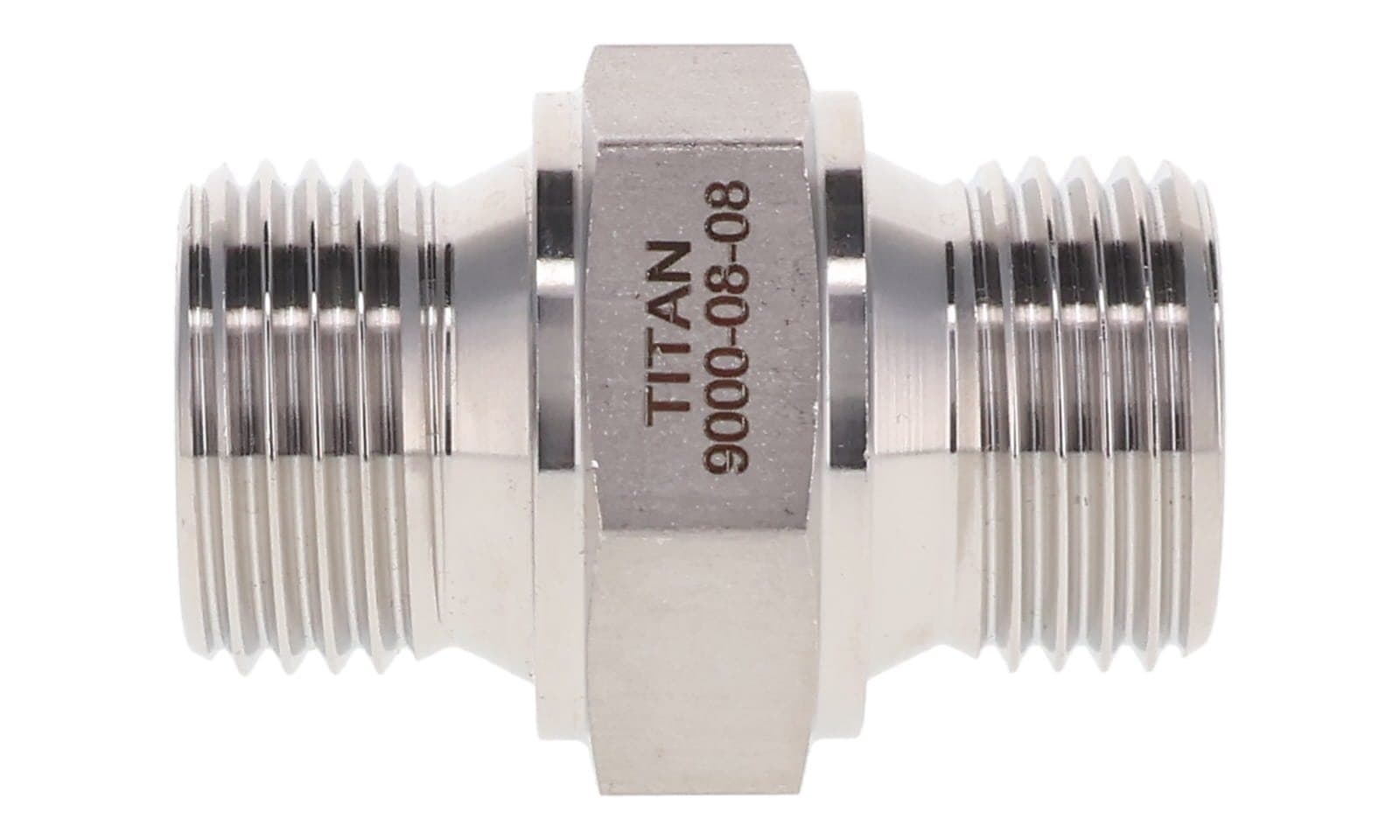 Stainless steel BSPP male nipple, stainless, side view