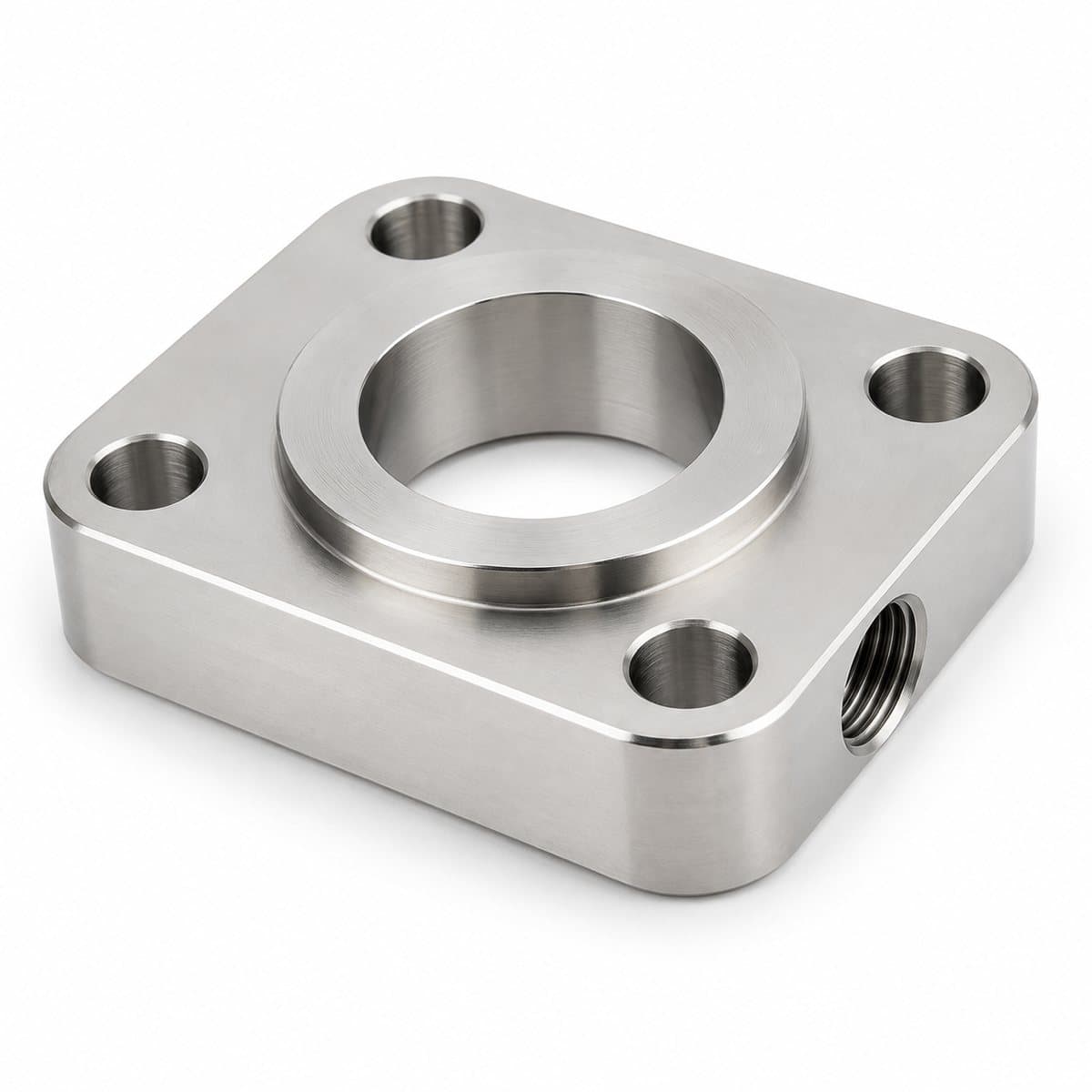 316L stainless steel SAE counter-flange, square four-bolt block with threaded side port