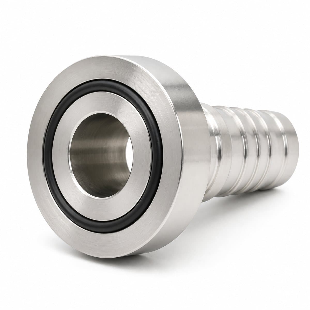 316L stainless steel SAE flange hose fitting, flange face with O-ring and serrated hose tail