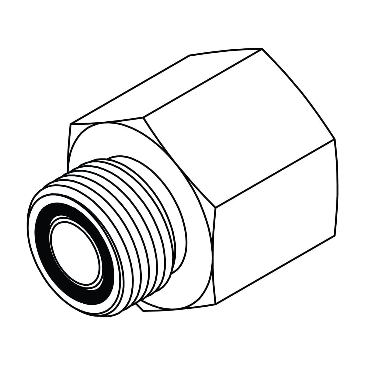 Stainless steel ORFS male × NPT female connector, stainless, side view