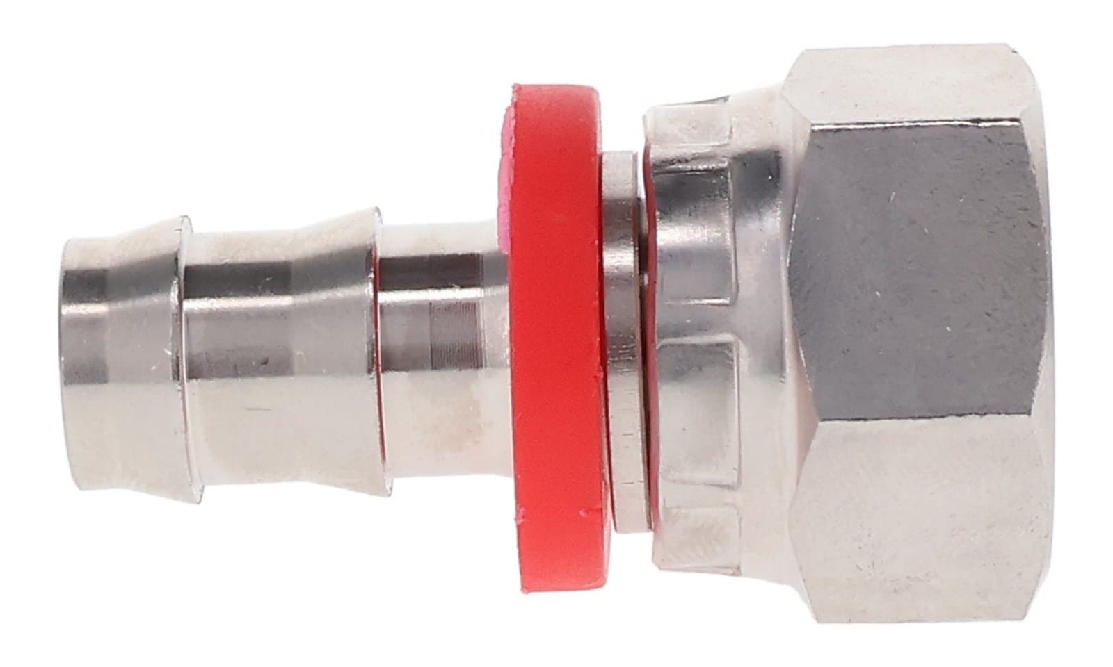 Stainless Steel Push-On Hose Fitting × BSPP Female Swivel, side view
