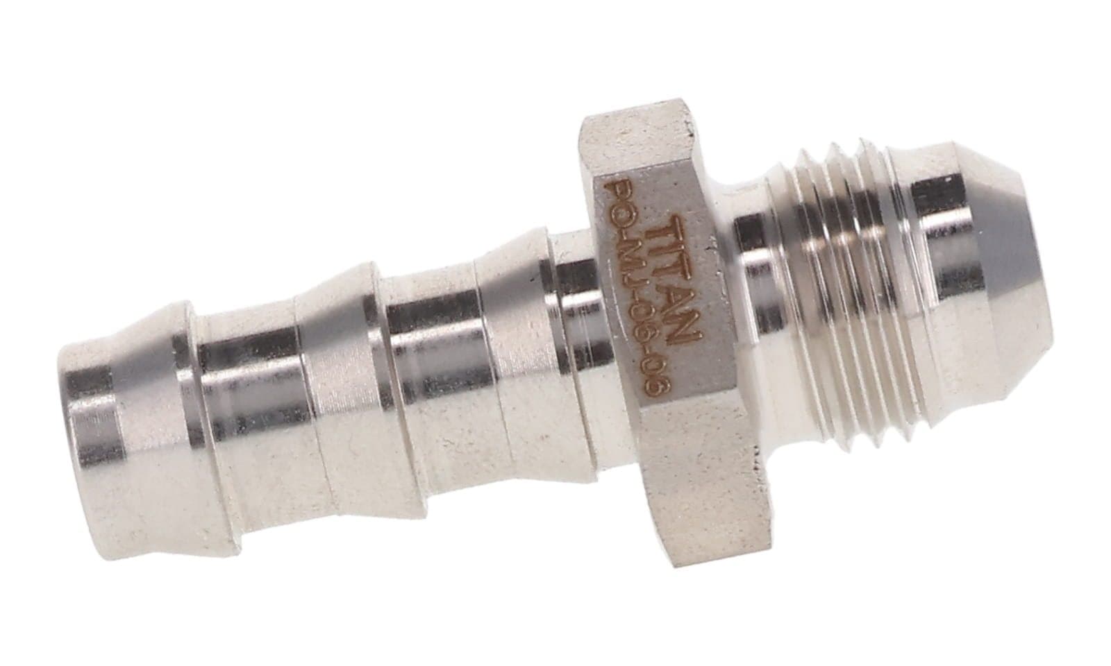 Stainless Steel Push-On Hose Fitting × JIC 37° Male, side view