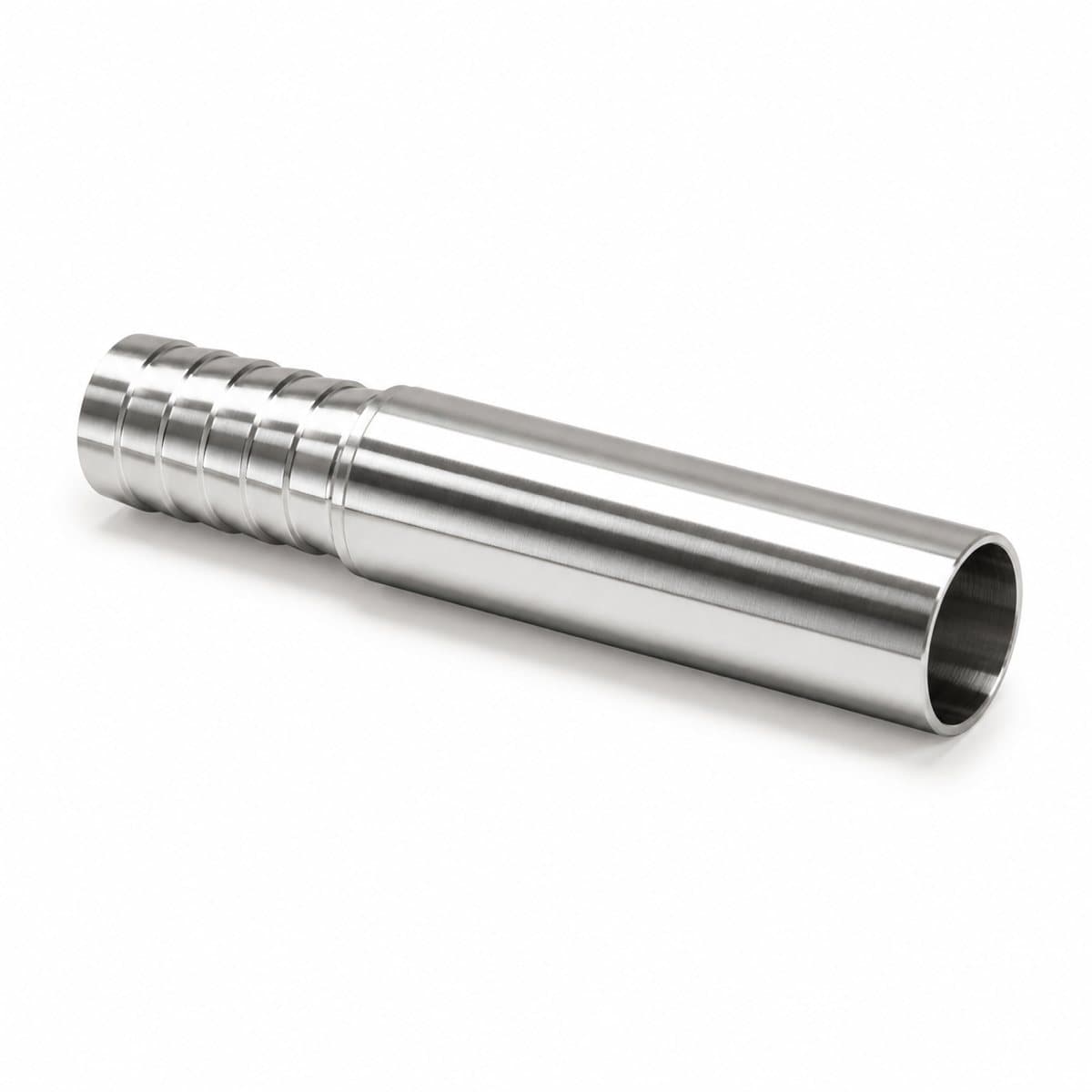 316L stainless steel weld-on standpipe, long plain tube with serrated hose tail