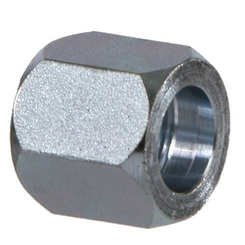Steel JIC 37° tube nut, angled view