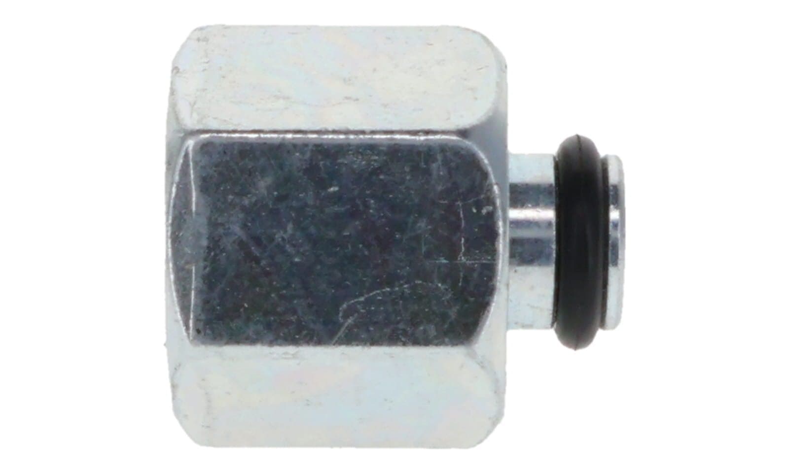 Steel DIN 2353 soft-seal tube cap, light series, zinc-plated steel, side view