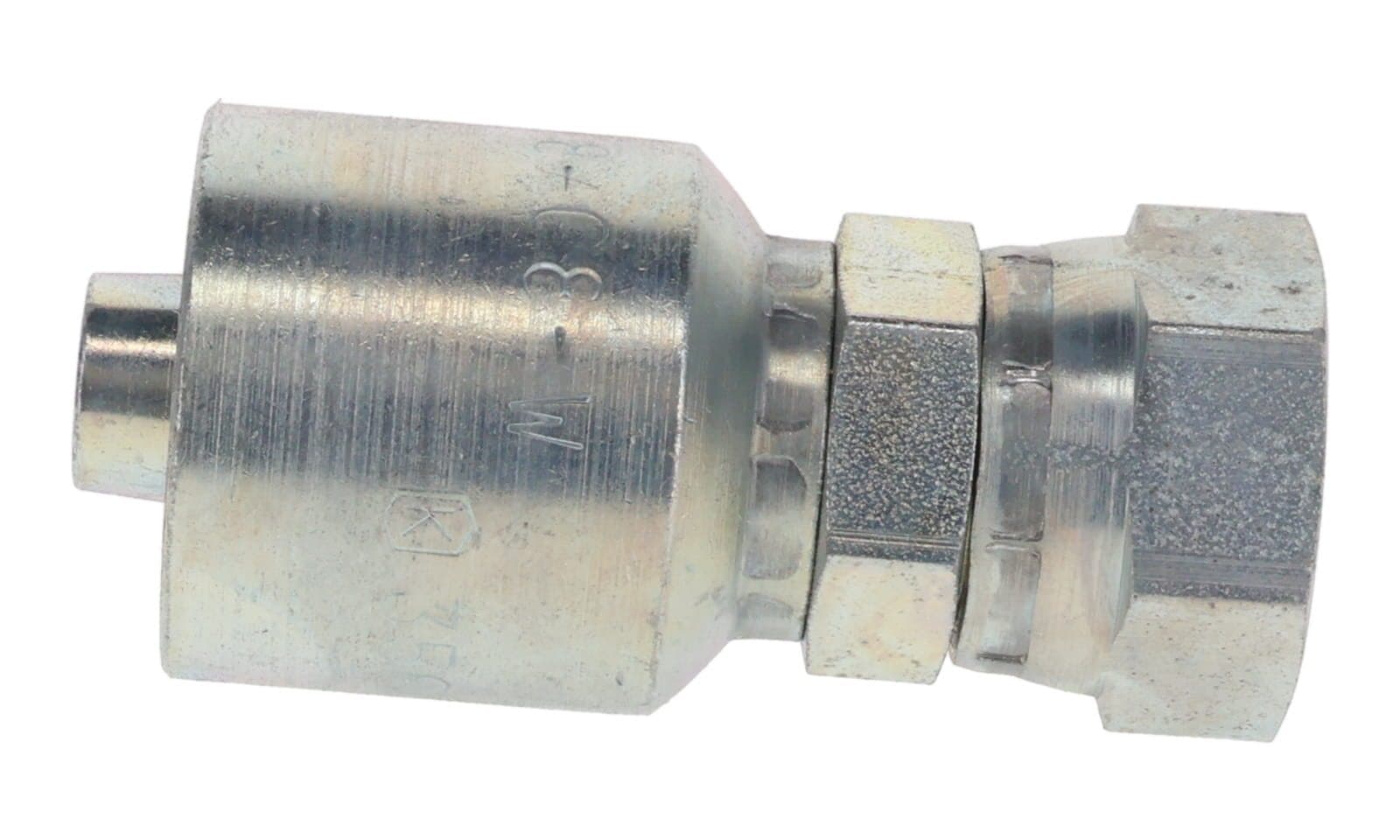 BW Series Crimp Hose Fitting × NPSM Female Swivel, side view
