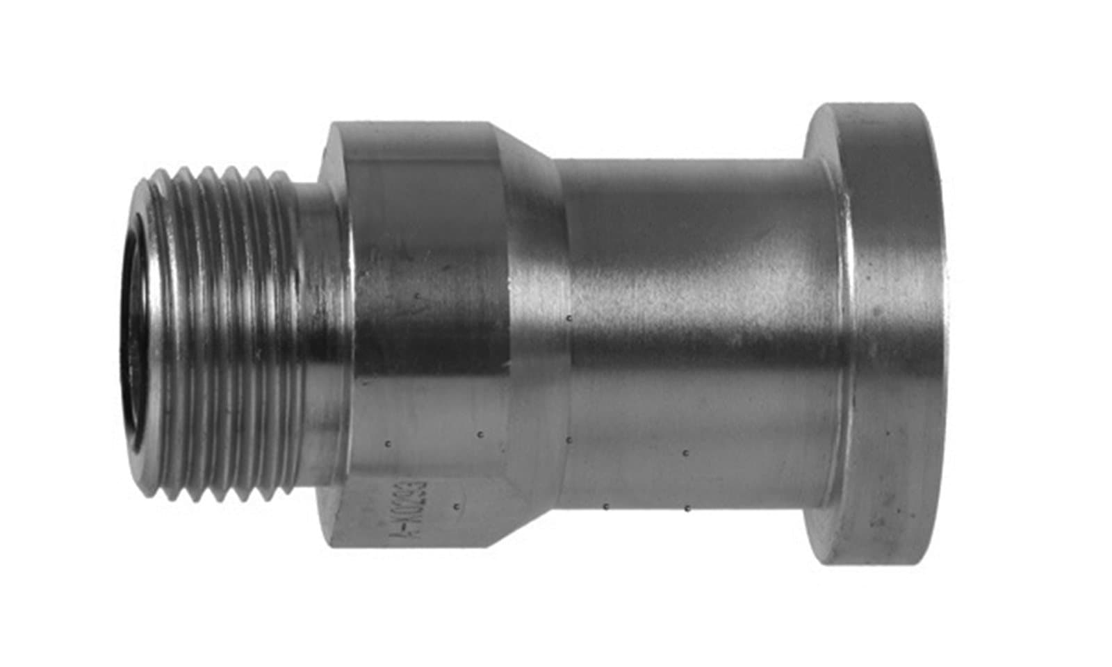 Zinc-plated steel ORFS Male x Code 62 Flange Adapter, side view