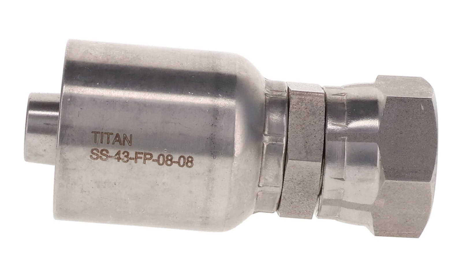 43 Series Crimp Hose Fitting × NPSM Female Swivel, side view