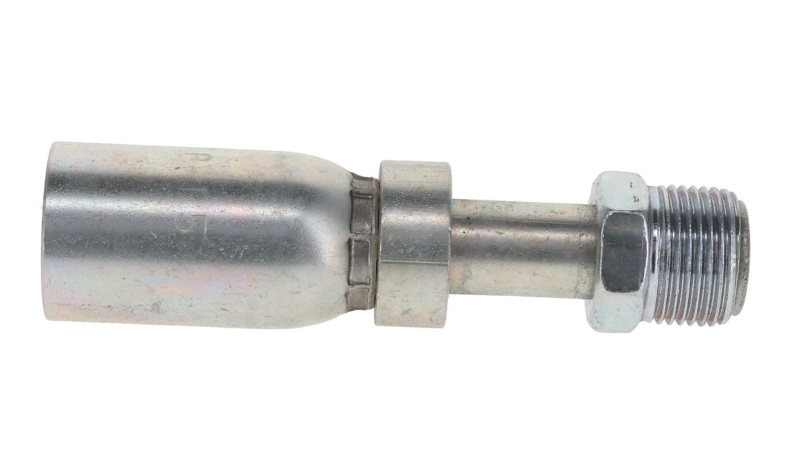 R5 Textile-Cover Hose End × Inverted Flare Male Swivel, side view