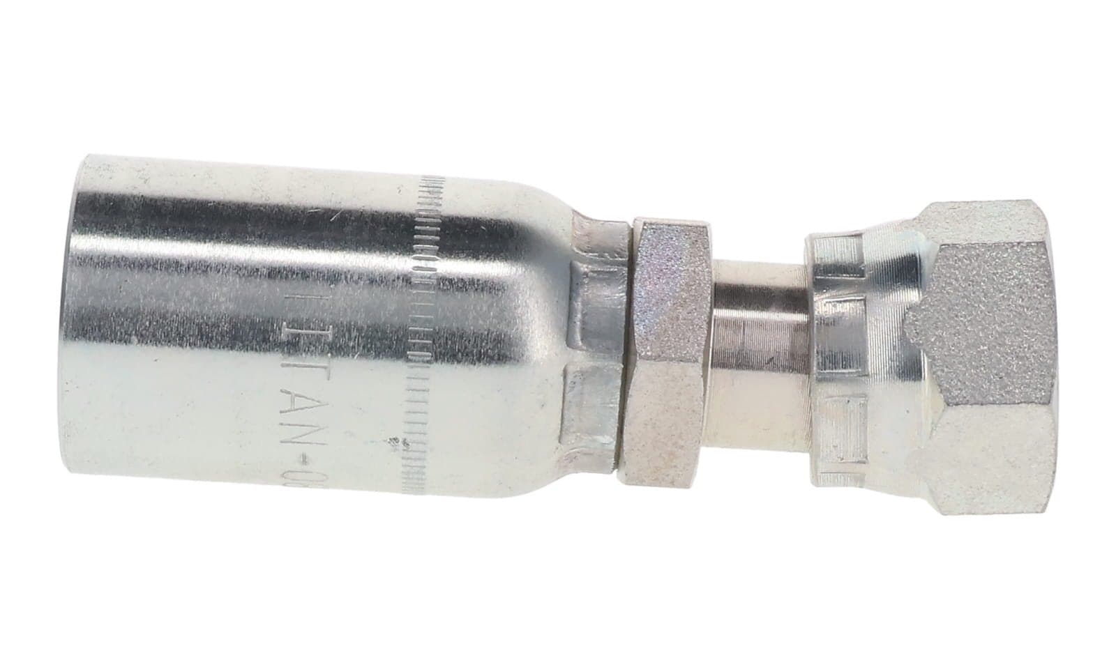 THY Series Crimp Hose Fitting × NPTF Female, side view