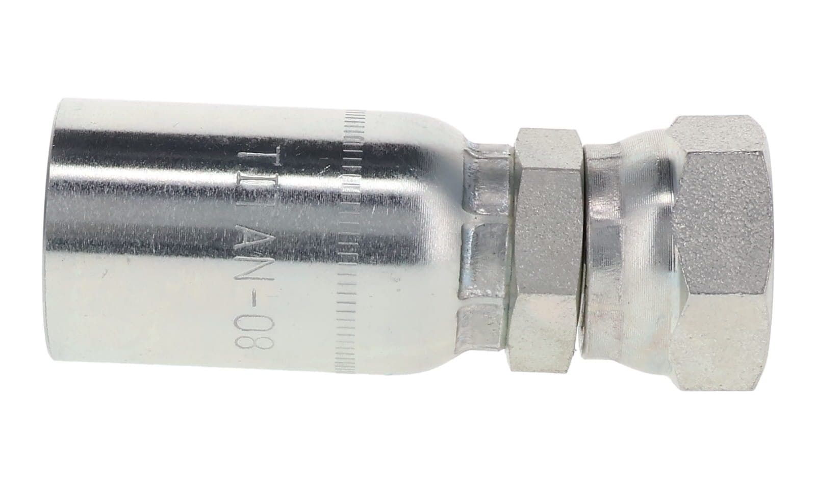 THY Series Crimp Hose Fitting × NPSM Female Swivel, side view