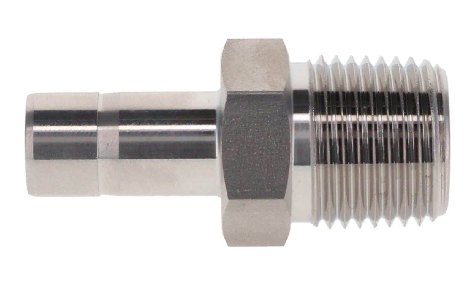 316 stainless double ferrule male adapter, tube stub × NPT male, 316L, side view