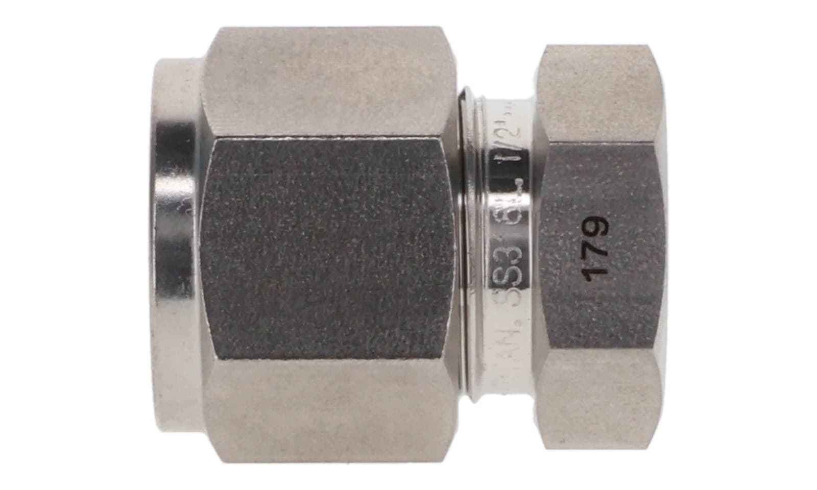 316 stainless double ferrule cap, 316L, side view