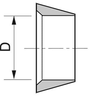Dimension drawing of the 316 stainless double ferrule front ferrule, lettered for the size table
