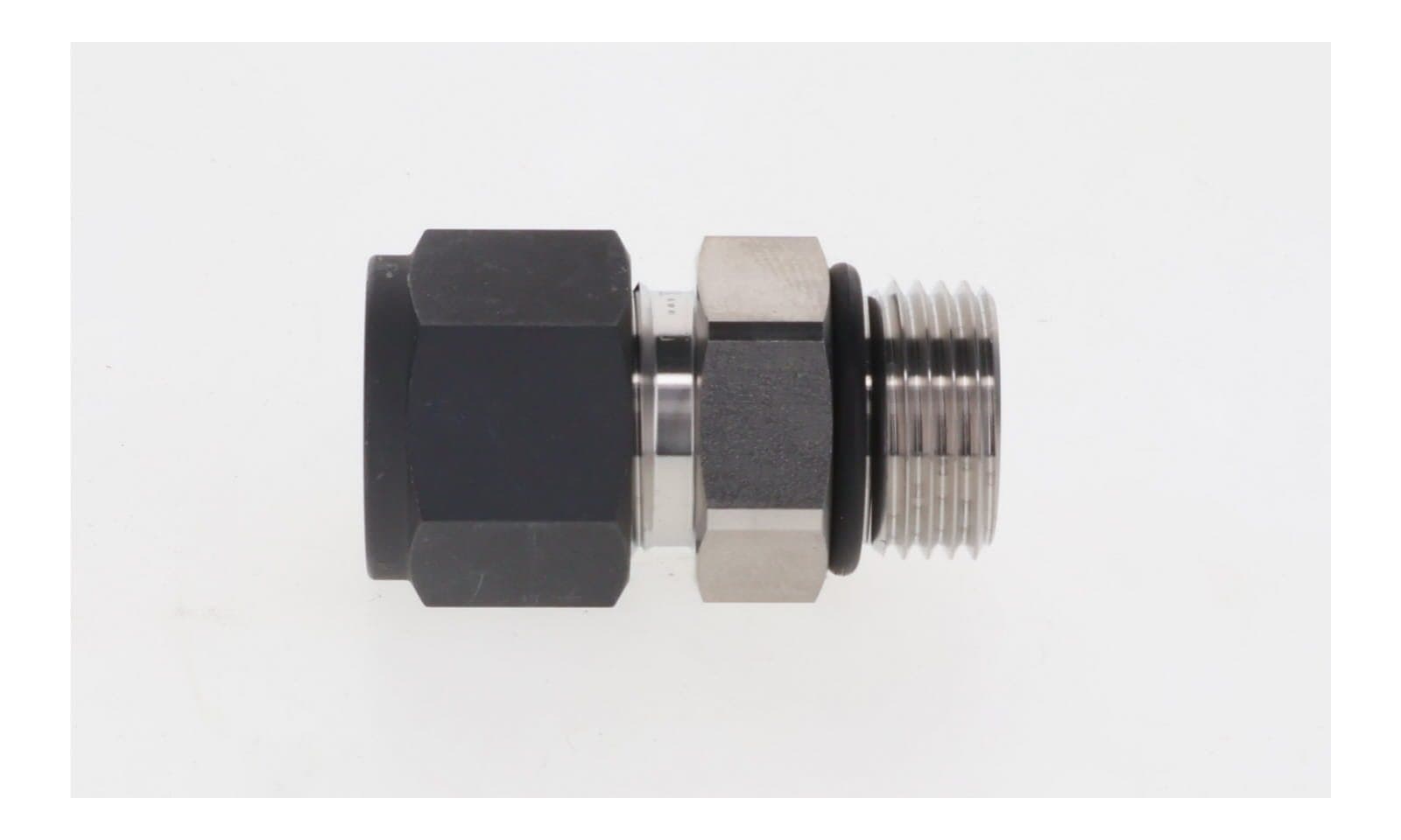 316 stainless single ferrule male connector, tube × SAE straight thread male, 316L, side view