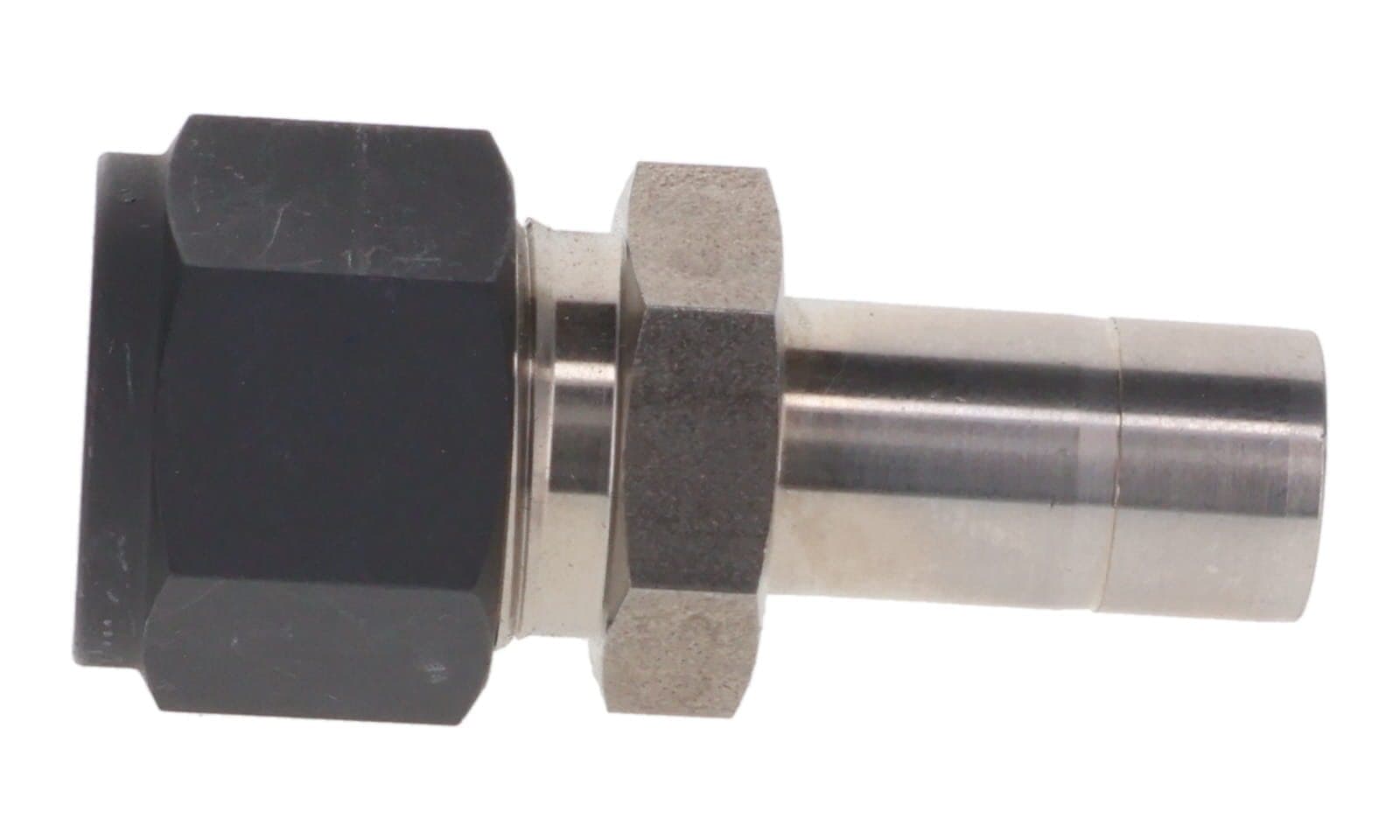 316 stainless single ferrule reducer, tube × tube stub, 316L, side view