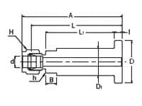 Dimension drawing of the 316 stainless double ferrule flanged lapped tube connector, lettered for the size table