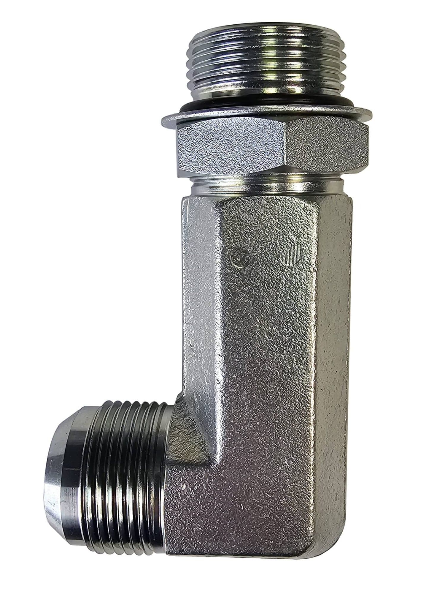 Tompkins 6801-LL male JIC 37° × male o-ring boss adjustable 90° elbow, extra long, carbon steel, view 1