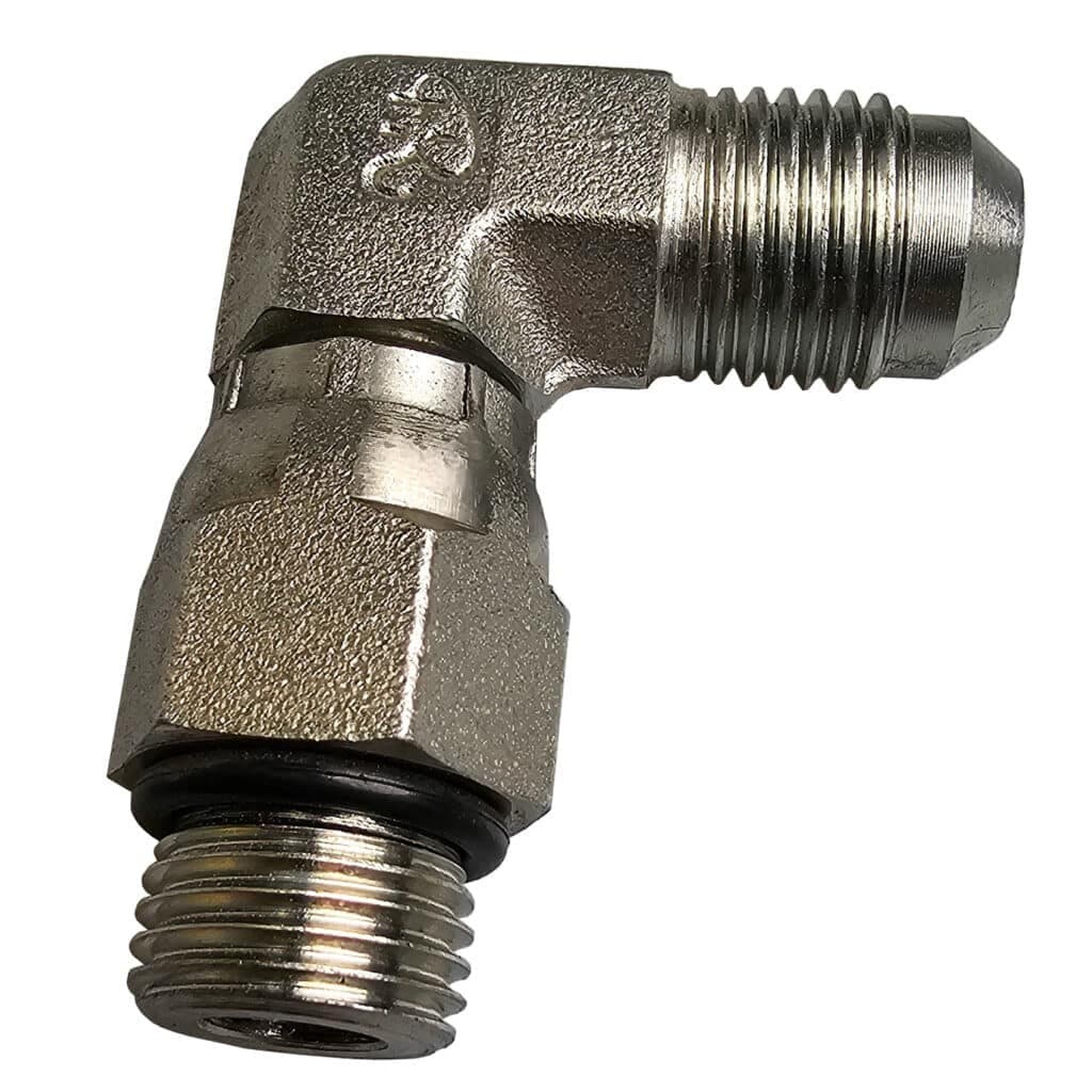 Tompkins 6801-S male JIC 37° × male o-ring boss swivel adjustable 90° elbow, swivel, carbon steel, view 1